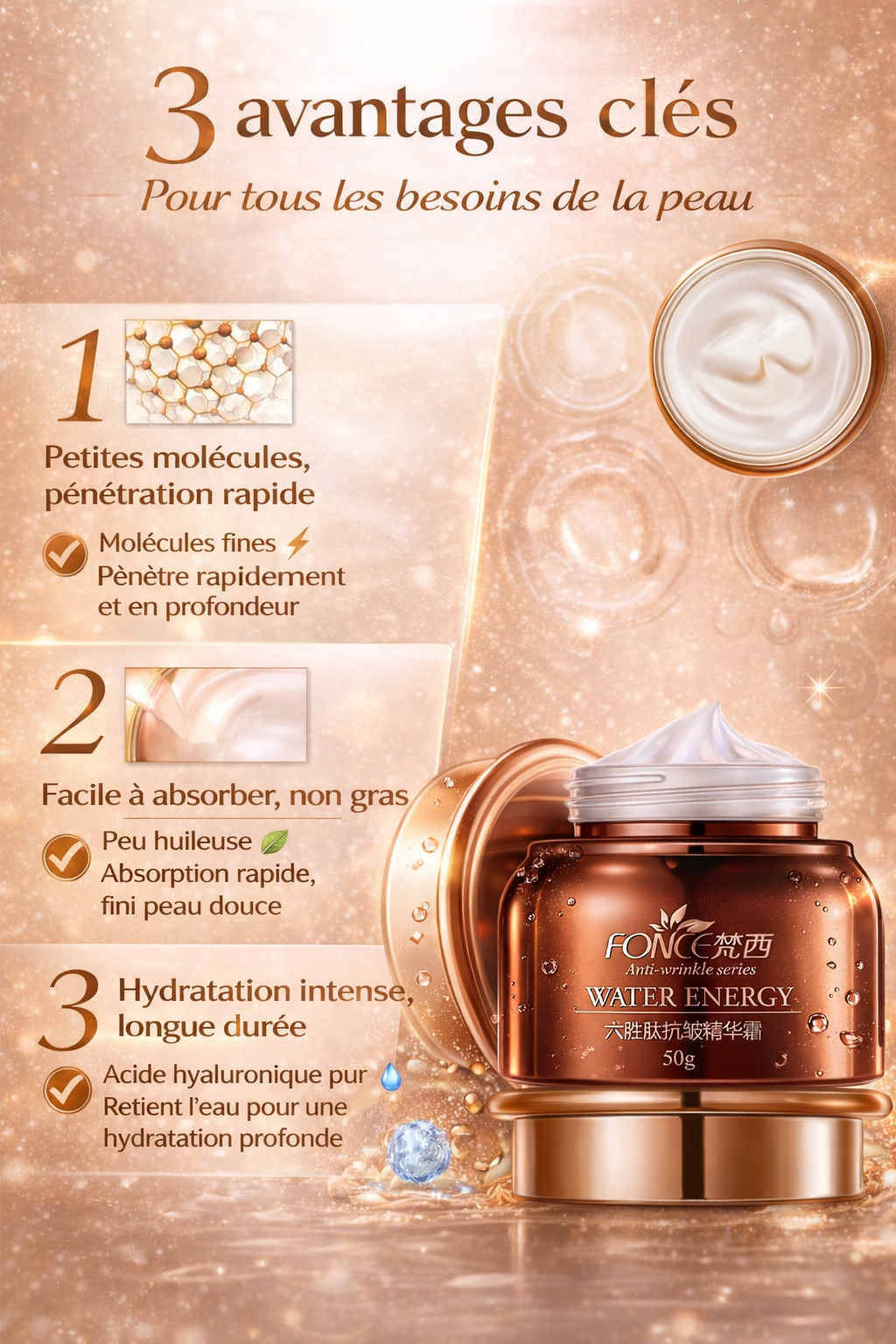 FONCE Water Energy – Crème Visage Repulpante & Raffermissante