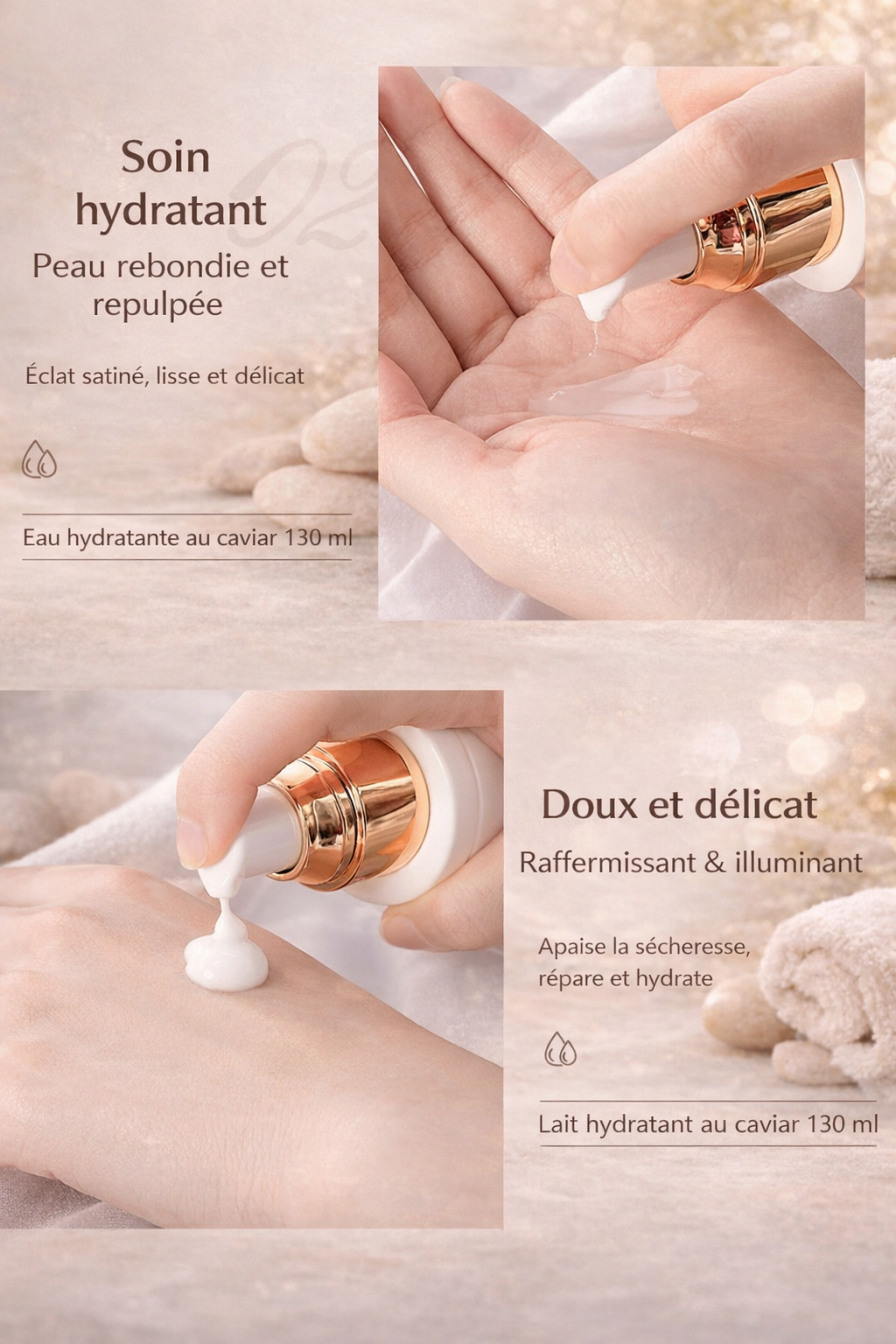 Coffret de Soins Visage au Caviar – Sérum & Essences Hydratantes