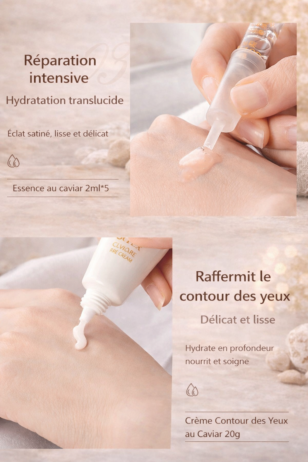 Coffret de Soins Visage au Caviar – Sérum & Essences Hydratantes