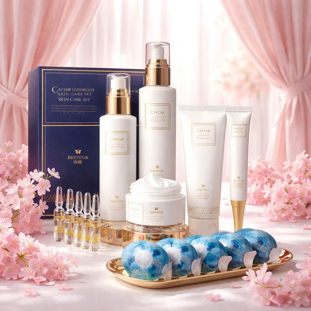 Coffret de Soins Visage au Caviar – Sérum & Essences Hydratantes