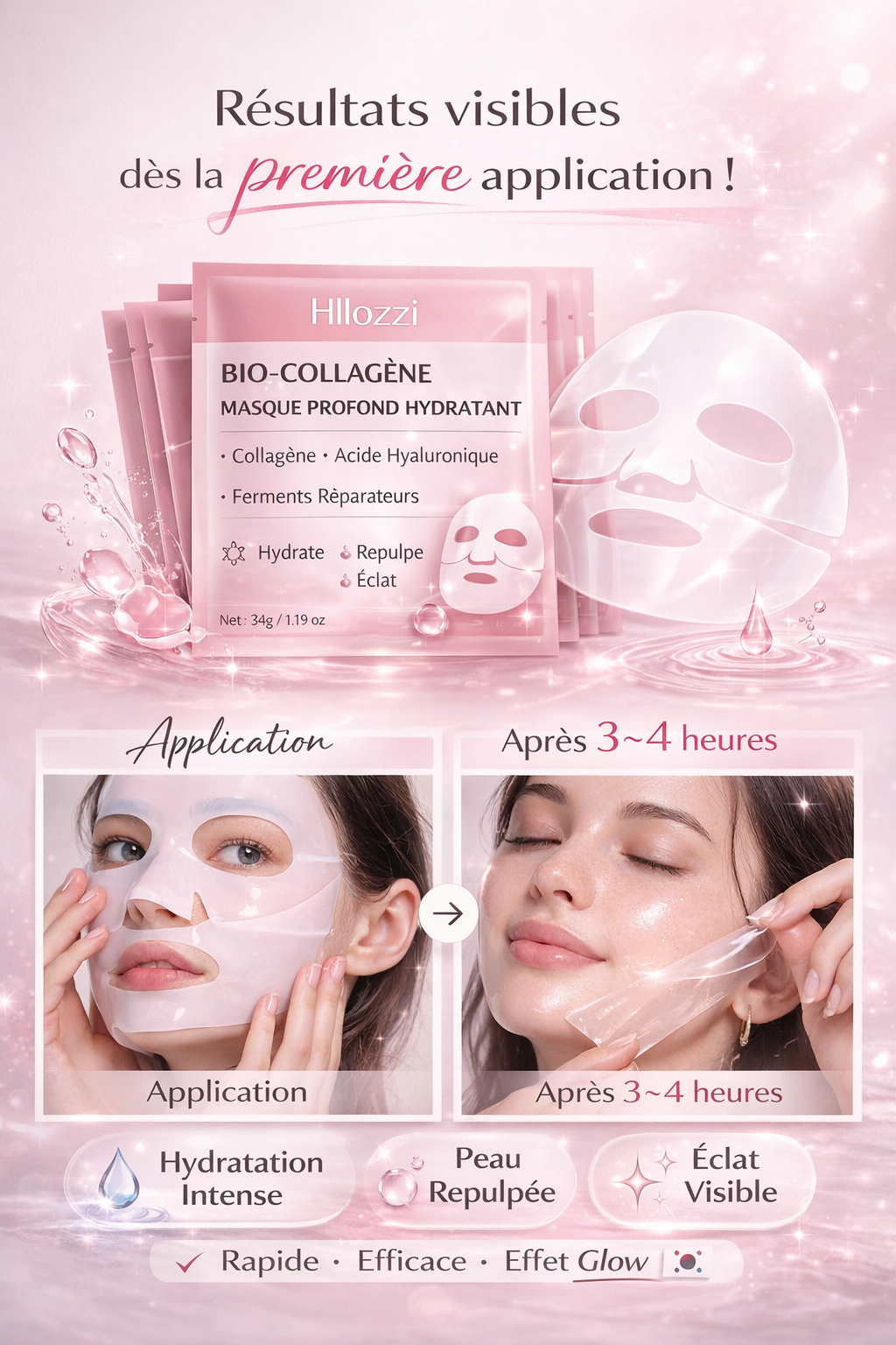 Masque de Nuit Coréen Repulpant – Effet Glass Skin (Bio-Collagène)