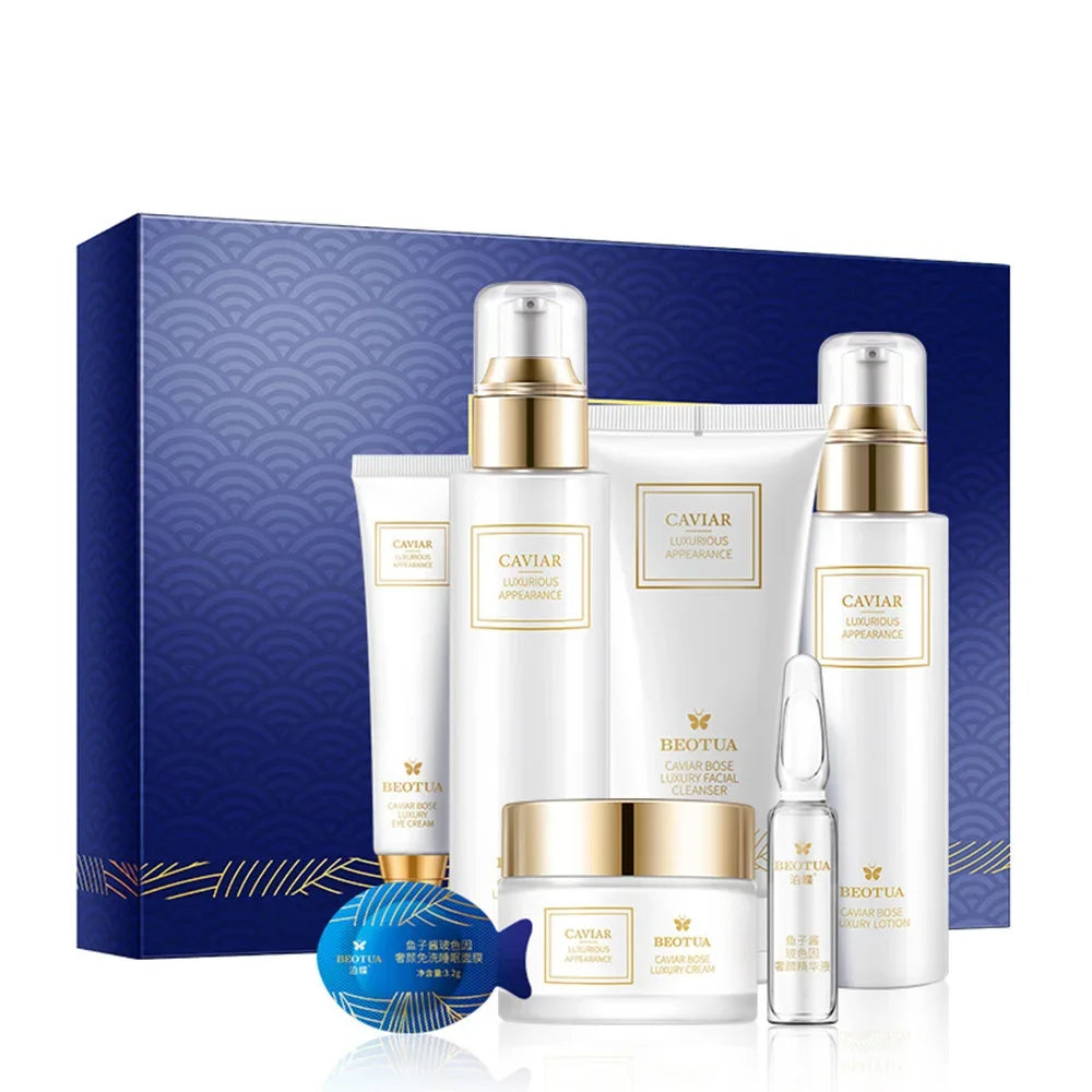 Coffret de Soins Visage au Caviar – Sérum & Essences Hydratantes